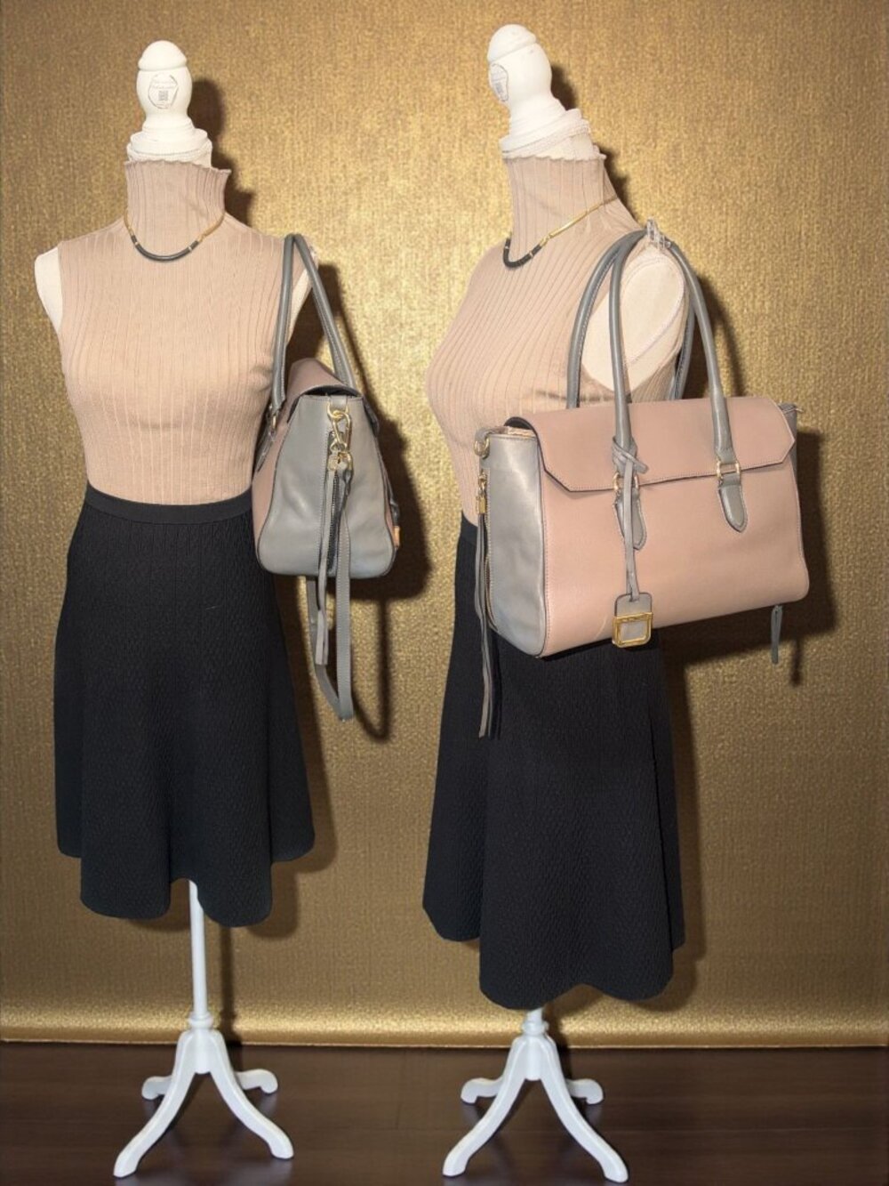 INNUE Flap Satchel Mauve Grey Colorblock Saffiano Leather 3-Way Bag Italy Made - Picture 2 of 13